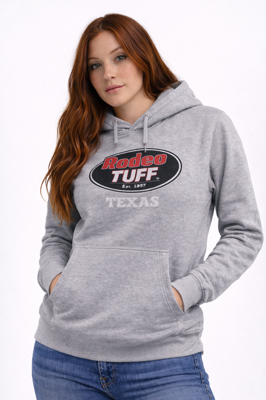 Rodeo Tuff Bold Texas Hoodie - Heather Grey