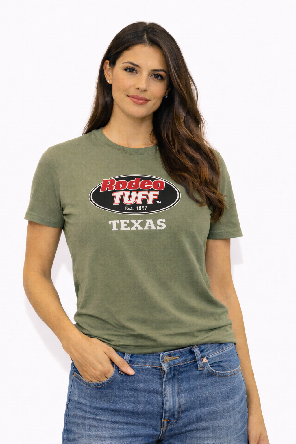 Rodeo Tuff Bold Texas T-Shirt - Military Green