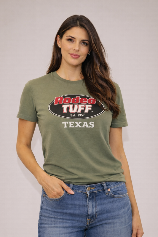 Rode Tuff Bold Texas Tshirt - Military Green