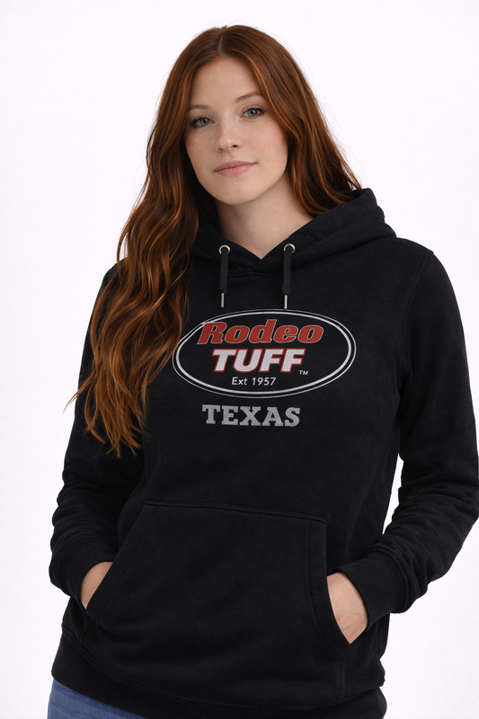 Rodeo Tuff Bold Texas Hoodie - Black