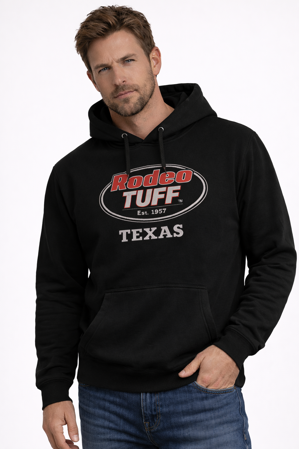 Rodeo Tuff Bold Texas Hoodie - Black