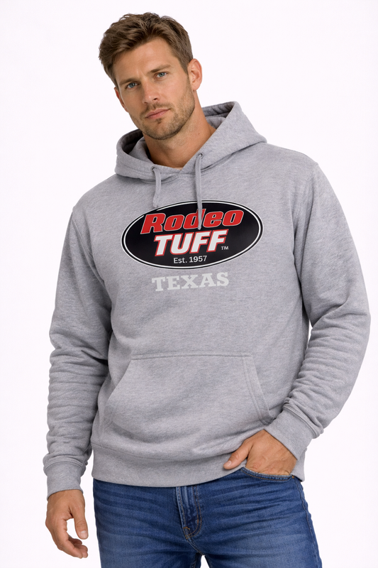 Rodeo Tuff Bold Texas Hoodie - Heather Grey