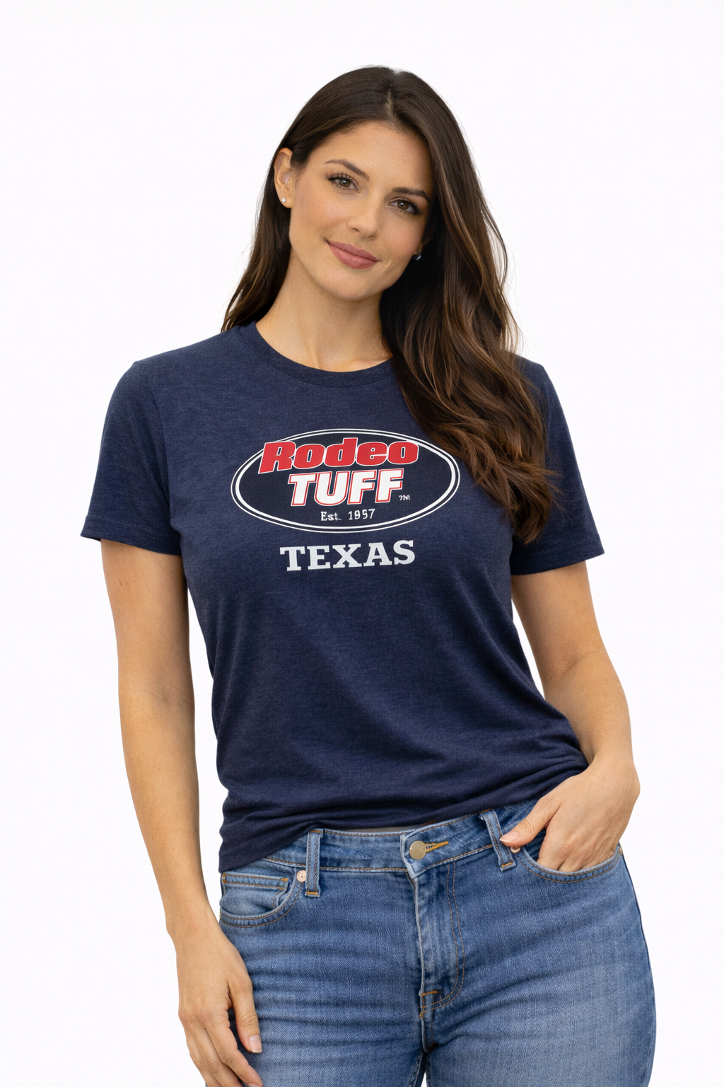 Rodeo Tuff Bold Texas T-Shirt - Navy Blue Triblend