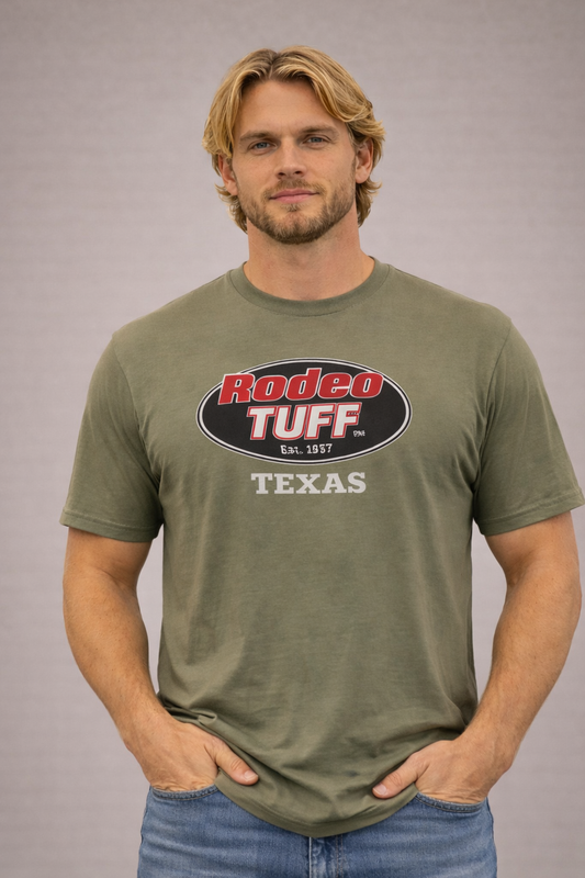 Rode Tuff Bold Texas Tshirt - Military Green